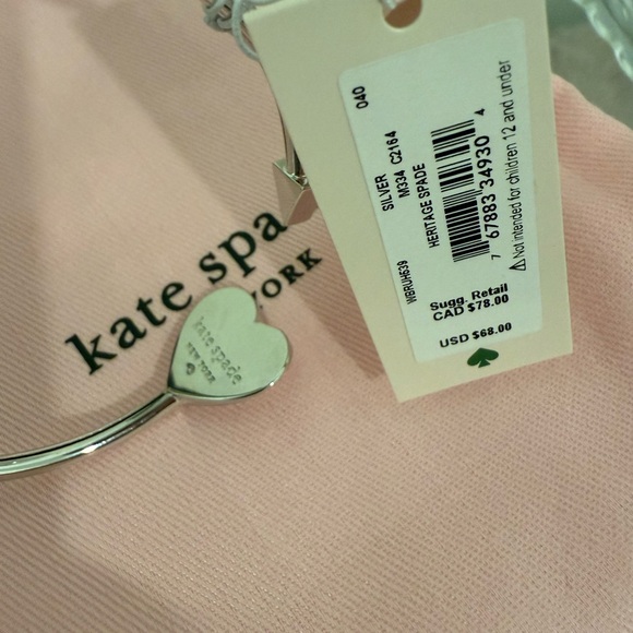 Kate Spade Silver Heart Bangle *NWT*Dust Bag*Fast Shipping! - Picture 3 of 6